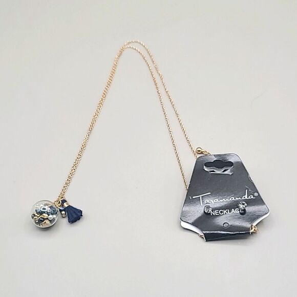 Taramanda Necklace & Earring Set, Gold, Clear Ball with Beads, Tassel, NWOT - Picture 6 of 7